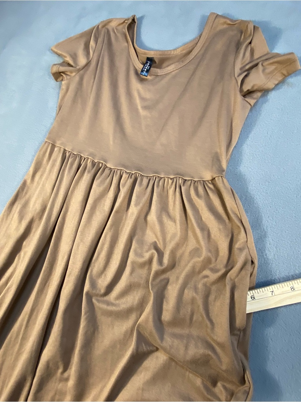 Made by Johnny women’s brown/taupe Short-Sleeve plain casual Maxi Dress, size L - Picture 5 of 10